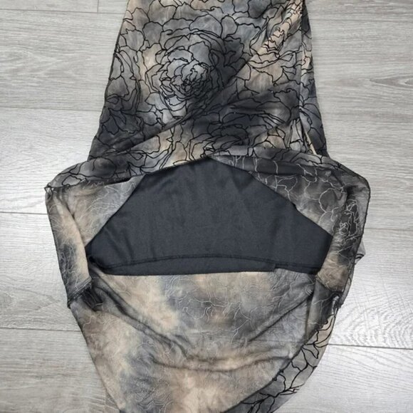 Le Chateau Multicolor Bandeau Strapless Midi Dress With Sheer Floral Overlay Med - Picture 13 of 17